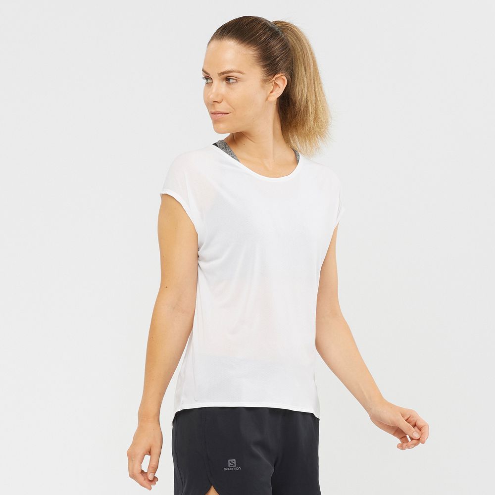 T-Shirts Salomon Femme Blanche - Salomon XA SLEEVE TECH W - France (8294-FUJHI)